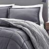 King Plush Sherpa Reversible Micro Suede Comforter Set in Gray