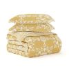 King Size 3 Piece Yellow Reversible Daisy Medallion Stripped Comforter Set