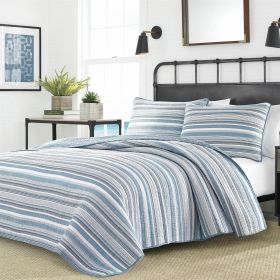 King size 3 Piece Nautical Anchor Blue White Grey Cotton Reversible Quilt Set