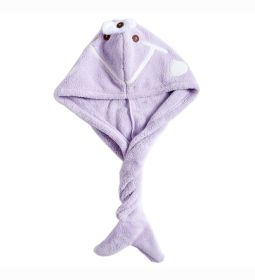 Cute Microfiber Hair Drying Towel Hair Turban for Long Hair Absorbent Water; Purple