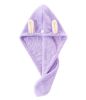 Cute Hair Wrap Towel Microfiber Drying Hair Turban Towel with Ears Purple