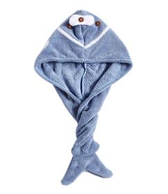 Cute Microfiber Hair Drying Towel Hair Turban for Long Hair Absorbent Water; Blue