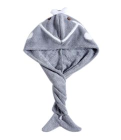 Cute Microfiber Hair Drying Towel Hair Turban for Long Hair Absorbent Water; Grey