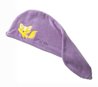 Microfiber Hair Wrap Towel for Long Hair Purple Drying Hair Cap Absorbent Fox Pattern