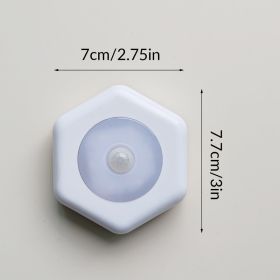 1pc White Hexagon Motion Sensor Night Light (Without Battery)