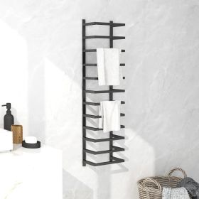 Towel Rack Black 9.4"x4.7"x37.8" Steel