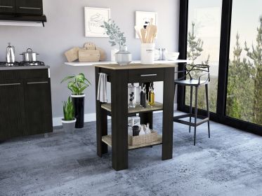 Cala Kitchen Island 23 with 3-Tier Shelf and Drawer and Towel Rack