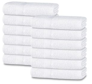 12 Pack Cotton Face Towels 100% Ring Spun Cotton 12 x 12 inch Ultra Soft Absorbent Spa Towels for Bathroom Kitchen and Face Cleaning