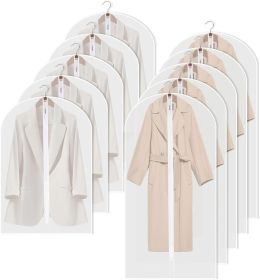 10 Pack Thickened Garment Bags - Sturdy Garment Coat Dress Cover Protector Bags - Dust Proof Hanging Suits Shirts Clothes Protection Bags with Full Zi