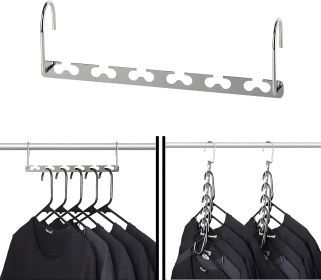 8 Pack Space Saving Hangers, Stainless Steel Space Saver Hangers for Clothes, Cascading Space Saving Closet Clothing Hanger Organizer Space Saver