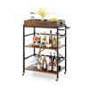 3-Tier Industrial Bar Cart with Detachable Tray for Kitchens