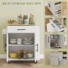 HOMCOM Kitchen Island with Storage, Rolling Kitchen Cart with AC Outlets and USB Ports, Microwave Stand with Towel and Spice Rack, White