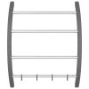 Towel Rack with Hooks Silver 22"x6.3"x28.3" Aluminum