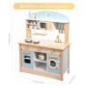 Robud Pretend Play Wooden Kitchen Set for Kids Microwave Oven Clock Towel Rack