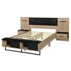 Queen Size Wood Platform Bed with Upholstered Headboard, Lights and Storage Nightstand, Bench, Walnut