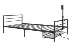 Gaming Bed With Rotating TV Mount And Metal Mesh Frame,Vented Console Storage, iron bed with led