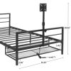 Gaming Bed With Rotating TV Mount And Metal Mesh Frame,Vented Console Storage, iron bed with led