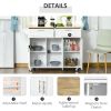 Mobile Kitchen Island with Storage, Kitchen Cart with Wood Top, Storage Drawers, 3-door Cabinets, Adjustable Shelves and Towel Rack, White