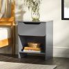 Modern Minimalist 1-Drawer Nightstand with Cubby – Dark Grey