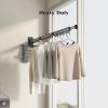 Clothes Drying Rack Wall Mounted,Laundry Drying Rack Collapsible/Retractable(Tri-Fold),Space Saving Laundry Hanger Dryer Rack with Additional Bar