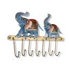 WILLART Handmade Elephant Design Metal Wall Hanging Antique7 Key Hooks Key Holder Coat Hanger for Home Décor Wall Décor (31.50 cm x 21.50 cm)