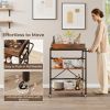 3-Tier Industrial Bar Cart with Detachable Tray for Kitchens