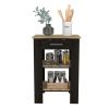 DEPOT E-SHOP Delos 23 Kitchen Island with 2-Open Storage Shelves, 1-Drawer and Towel Rack, Black / Light Oak