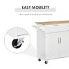 Mobile Kitchen Island with Storage, Kitchen Cart with Wood Top, Storage Drawers, 3-door Cabinets, Adjustable Shelves and Towel Rack, White