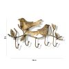 WILLART Handmade and Hand Painted Bird Design Metal Wall Hanging Antique 5 Key Hooks Key Holder Coat Hanger for Home Décor Wall Décor (36 cm x 14 cm)