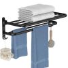 Bathroom towel rack free bathroom shelf wall-mounted foldable bath towel storage rack space aluminum