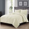 Twin/Twin XL 2-Piece Ivory Microfiber Reversible Diamond Quilt Set