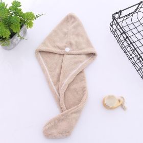 1pc Fast Drying Hair Towel With Button, Super Absorbent Hair Towel Wrap, Soft And Water-Absorbing Hair Drying Towel, Fast Drying Hair Wraps For Women (Color: Beige)