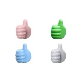 Silicone Thumb Wall Hook Creative Adhesive Thumb Cable Clip Key Hook Wall Hangers for Data Cable Earphone Belt hat Key Storage (Type: Mixed Colors  4 packs)