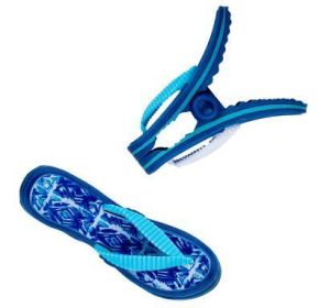 2PCS Beach Towel Clips, Jumbo Size Towel Clips for Chairs Cruise Patio and Pool Accessories (Color: Slippers-Blue)