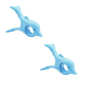 2PCS Beach Towel Clips, Jumbo Size Towel Clips for Chairs Cruise Patio and Pool Accessories (Color: Dolphin)