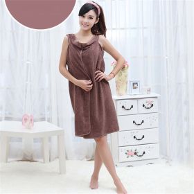 Bathroom Women Microfiber Bath Towels for adults Wearable Beach Towel Bath Wrap Towel Bath Gown (Color: Coffee)