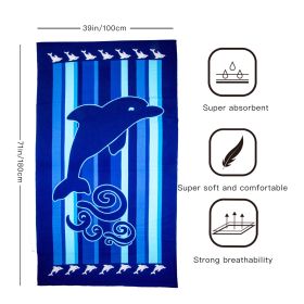 Cartoon Dolphin Fast Dry Beach Towel; Super Soft Sand Free Water Absorbent Micro Fiber Towel For Pool (Style: Dolphins)