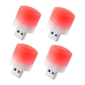 4Pcs USB Night Light; Energy-Saving Light; USB Light Bulb; Compact LED Bulb; Portable Lighting; Ambient Lighting; Decorative Lamp; Mini USB Light For (Color: Red Light 4 Packs)