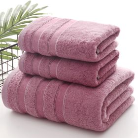 Linen Bath Towel Set 3 Pieces Soft and Absorbent;  Premium Quality 100% Cotton 1 Bath Towel 1 Hand Towel 1 Washcloth (Color: PINK)