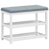 2-Tier Wooden Shoe Rack Bench with Padded Seat