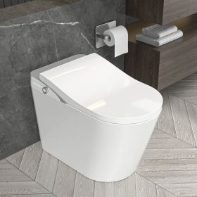 One Piece Smart Toilet With Built-in Bidet, Bidet Toilet With Heated Seat Warm Wash, Elongated Bidet Toilet With Self-Clean, Auto Sensor Flush (Color: White)