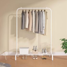 33lbs Loading Garment Racks Freestanding Clothing Racks Clothes Rack Stands Organizer with Bottom Shelf for Dormitory Home (Color: White)