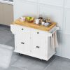 Kitchen Island Cart with Two Storage Cabinets and Two Locking Wheels,43.31 Inch Width,4 Door Cabinet and Two Drawers,Spice Rack, Towel Rack