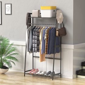 Versatile Freestanding Clothes Rack with Shelves - Organize Your Space with Style! (Color: Black)