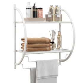 Wall Mounted 2-Tier Bathroom Towel Rack with 2 Towel Bars (Color: White)