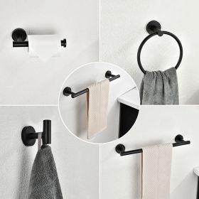 6 Piece Stainless Steel Bathroom Towel Rack Set Wall Mount RT (Color: Black)