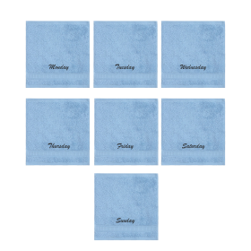 Customized Seven Days Towels - Washcloths - Set of 2 (Color: Blue)