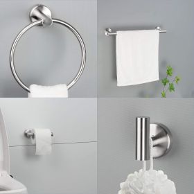 6 Piece Stainless Steel Bathroom Towel Rack Set Wall Mount (Color: As shown)