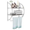 Wall Mounted 2-Tier Bathroom Towel Rack with 2 Towel Bars