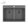 Aqucubic Gunmetal Black CUPC Handmade 304 Stainless Steel Topmount Kitchen Sink with Accessories and faucet